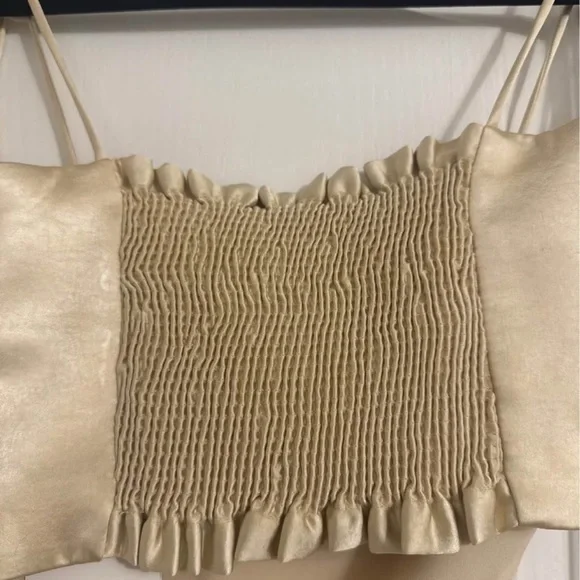 Zara Cream Satin Tie-Strap Cropped Top - Picture 6 of 6